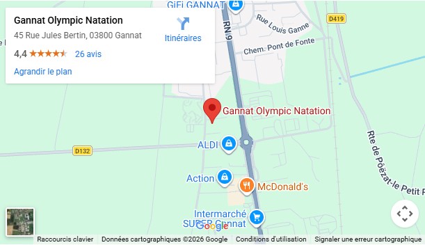 Itinéraire pour aller au Gannat Olympic Natation